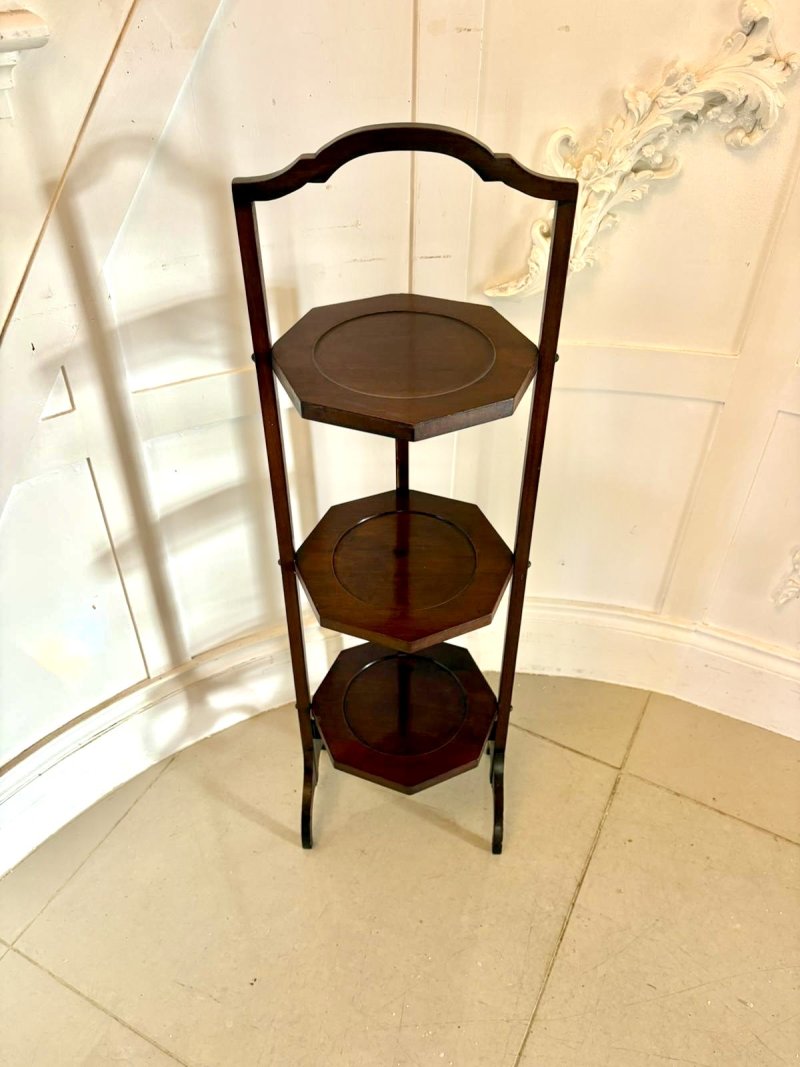 Antique Edwardian Mahogany Three-Tier Cake Stand
